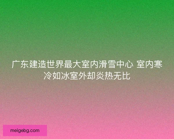 广东建造世界最大室内滑雪中心 室内寒冷如冰室外却炎热无比