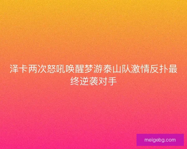 泽卡两次怒吼唤醒梦游泰山队激情反扑最终逆袭对手